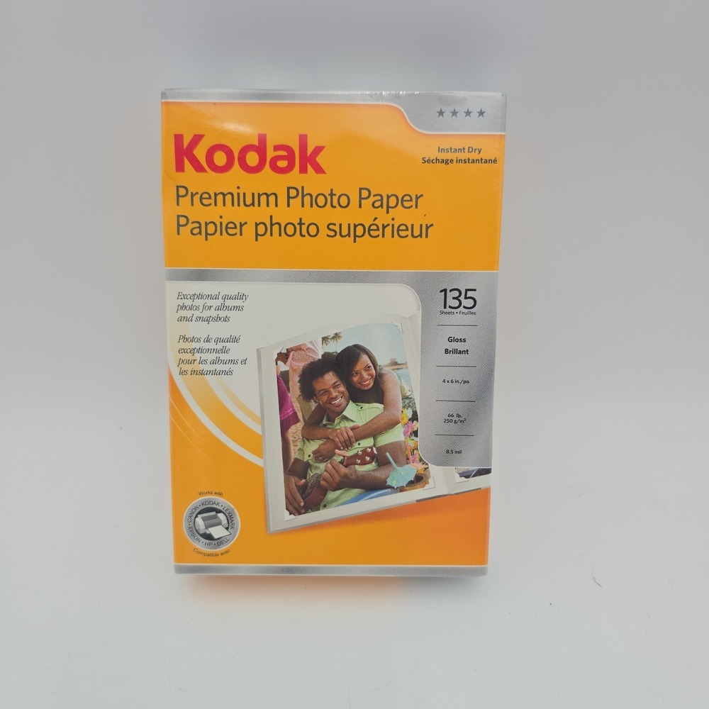 Kodak Premium Gloss Photo Paper 4x6 135 Sheets Instant Dry 66 lb Sealed